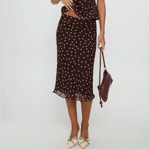 Princess Polly Sydni Brown Polka Dot Skirt Size 0